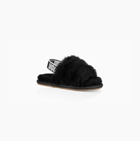 UGG Fluff Yeah Black Slides for Kids (RBTF01796)